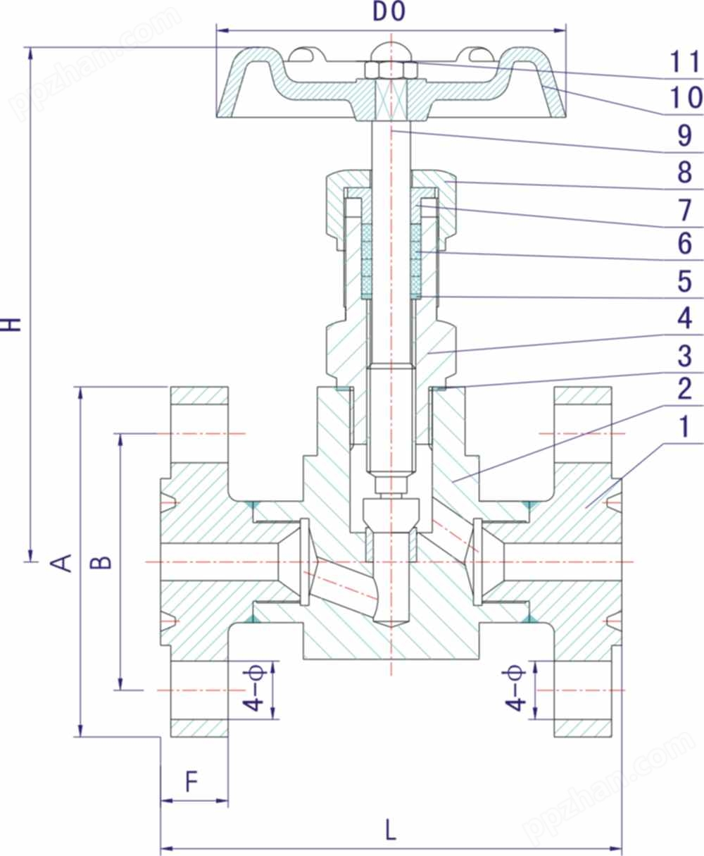 J43W手动不锈钢针阀结构图